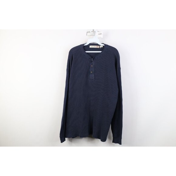 Vintage Other - Vtg 90s Streetwear Mens XL Faded Thermal Waffle Knit Long Sleeve Henley T-Shirt